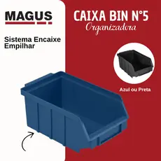 Gaveteiro Organizador Bin 05 – Azul e Preto – Unidade para Oficinas, Casa e Escritório