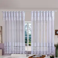 Cortina Cozinha Jade Renda 2,20m x 1,25m Floral Bandô
