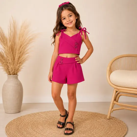 Conjunto Linho Infantil Menina 4 ao 10 / Moda Blogueirinha / Estiloso