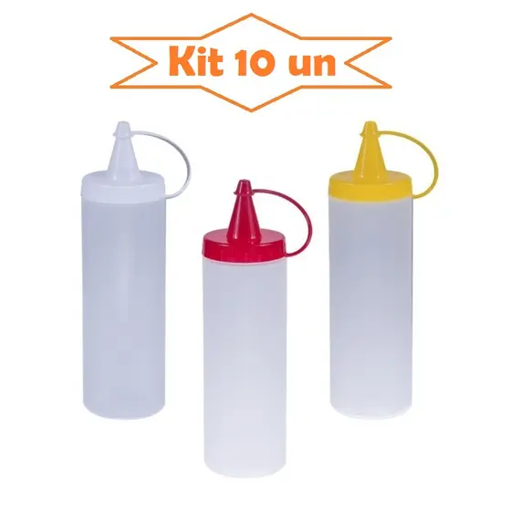 Kit 10 Bisnaga Maionese Catchup Mostarda Molho Pimenta Caseiro Tubo Para Lanchonete Bar Oferta