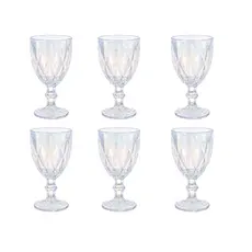 Jogo com 6 Taças Diamond Furta Cor Vidro 340ml Elegante para Drinks Água Suco e Vinho