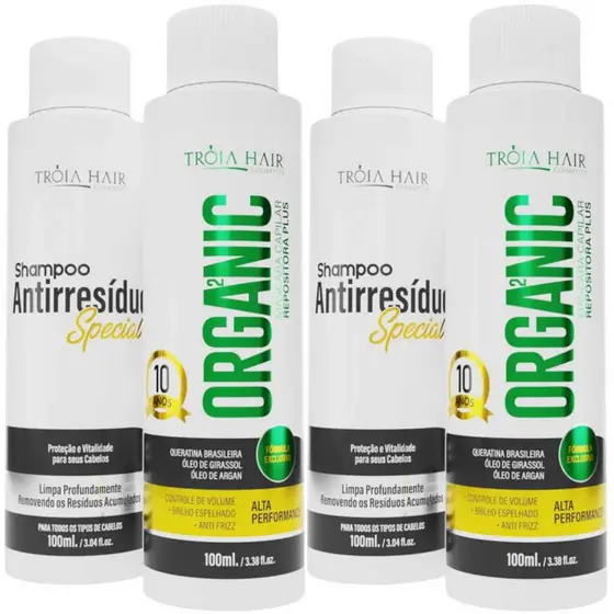 2 Kit Escova Progressiva Semi Definitiva Organic 100ml Tróia
