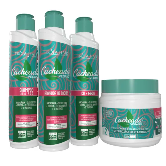 Kit Cacheada 4 Passo - Cuidado Completo para Cachos Definidos e Saudáveis 500ml