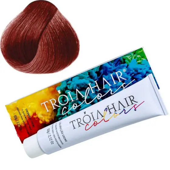 Coloração em Creme Permanente Louro Médio Vermelho Intenso Especial #77.66 - Troia Hair colors 60g