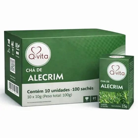 Kit 10 Chá de Alecrim Q-VITA Premium 15g - 100 Sachês