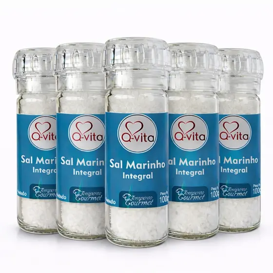 Kit 5 Sal Marinho com Moedor QVITA 100g