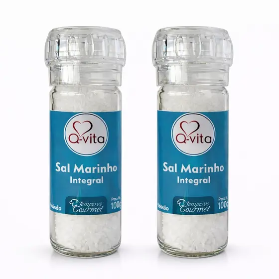 Kit 2 Sal Marinho com Moedor QVITA 100g