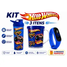 HOT WHEELS Garrafa de Água Copo e Relógio com Nome da Criança Presente Aniversário Escola ENVIO FULL