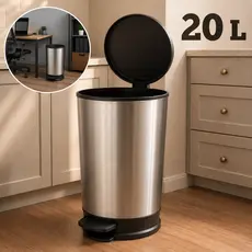 Lixeira Tipo INOX Luxo Com Pedal E Tampa 10l ou 20 Litros Para Banheiro Escritório Cozinha Quarto - Cesto de Lixo
