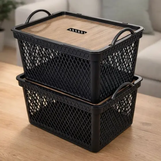 1/2/4 Caixas Organizadoras Com Tampa 20L decorativa - Cesto Roupa Suja Organizador Multiuso Lavanderia Banheiro Quarto