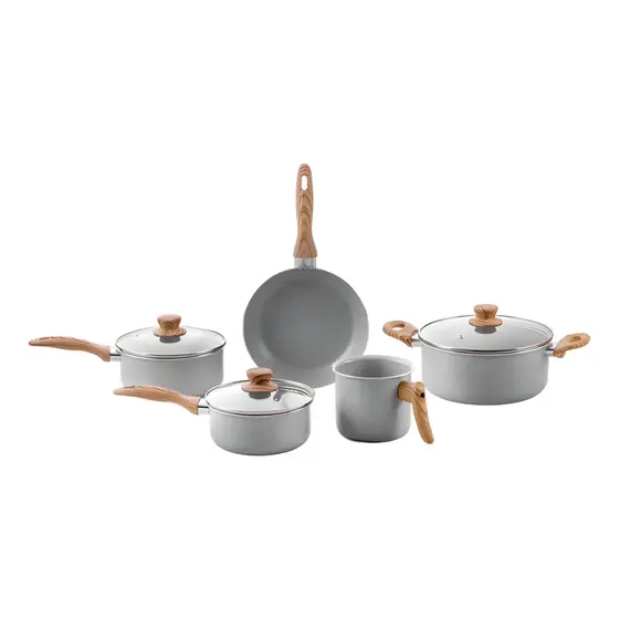Jogo De Panela Antiaderente 5 peças Brinox Gris Ceramic Life Easy Cinza
