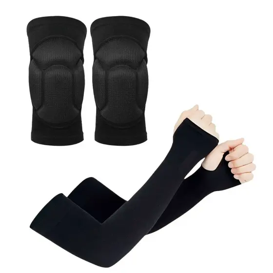 Kit Joelheira Com Manguito Proteção UV50+ Manga Longa Anti Impacto Volei