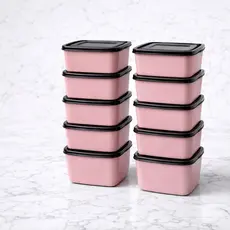 Kit Potes Quadrados 1 Litro c/ Tampa – 3/5/10 Un – Preto Rosa Vermelho Bege