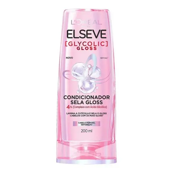 Condicionador Elseve Glycolic Gloss 200ml Cabelos Alinhados Com Brilho Gloss