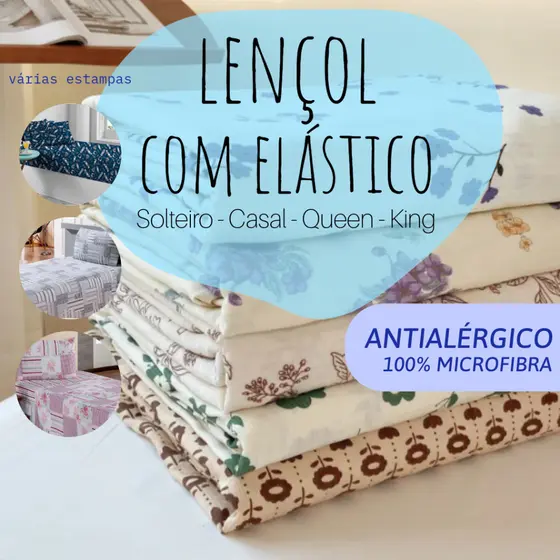 Lençol Antialérgico Estampado Avulso Solteiro - Casal - Queen - King Size