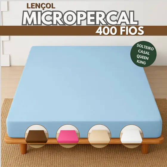 Lençol Micropercal Liso 400 Fios - AVULSO - Solteiro / Casal / Queen / King