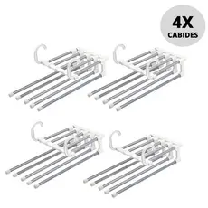 Kit 4x Cabide Multifuncional Organizador Guarda Roupa Calças Portátil Multiuso Inox 5 em1