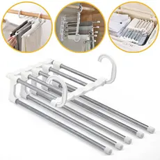 Cabide Multifuncional Organizador de Calça Portátil 5 em 1 Dobrável Aço Inox Retrátil