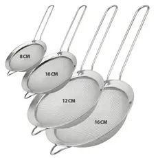 Peneira Coador Em Aço Inox Para Cozinha Tamanho 8/10/12/16cm Polvilhar Peneirar Açúcar Farinha Drink