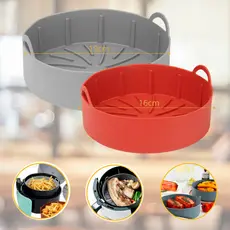 KIT 1/2 Forma de Silicone para Air Fryer Forno Redonda Assadeira Flexível Anti Sujeira Antiaderente