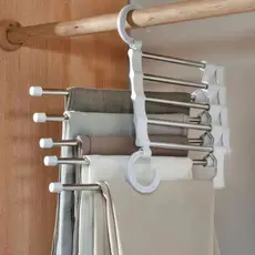 Cabide Para Calças Inox Multifuncional Guarda Roupa 5 Varetas Cabide Mágico Retrátil Para Otimização