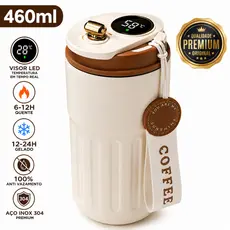 Copo Térmico Inteligente 460ml Visor Digital LED Temperatura Inox 304 Antivazamento Café Cerveja