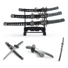 Kit 3 Mini Espadas De Samurai Katana Para Decoração Temática Espada com Suporte