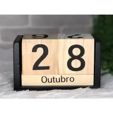 Calendário Permanente Em Cubo De Mdf E Madeira Para Mesa