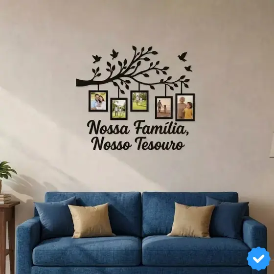 Quadro Porta Retrato Árvore da Família MDF 40x70 Decoração Sala Parede Porta Fotos Decorativo Presente Familiar