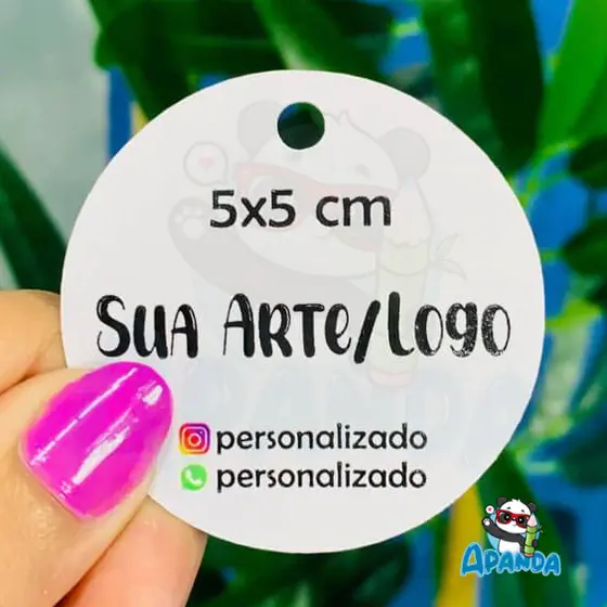 Tag Personalizada 5x5 cm Redonda - Com Sua Arte ou Logo