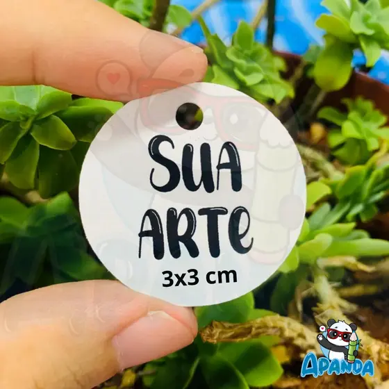 Tag Personalizada Redonda 3x3 cm - Com sua Arte, Logo ou Frase