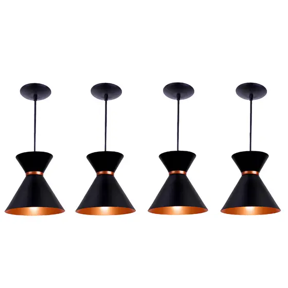 Pendente Moderno Decorativo Luxo Kit4 Modelo Vintage Aluminio Teto Casa Cozinha Ambiente Elegante