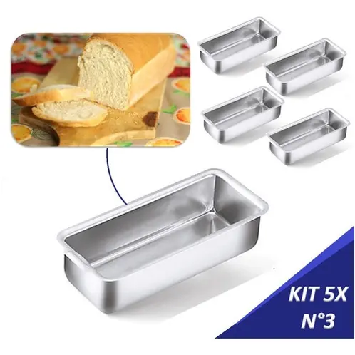 Conjunto 5 Formas Assadeiras Pão Caseiro Gelo E Bolo Inglês N° 3
