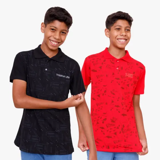 Kit de 2 camisa gola polo Masculina infantil juvenil top do 10 ao 16