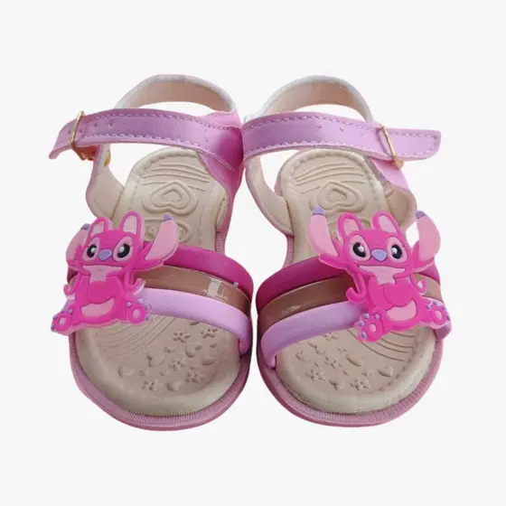 Sandália Infantil Stich Stiti Rosa Ajuste Regulavel Sandalinha Desenho Menina Verão Delicada 17 - 24