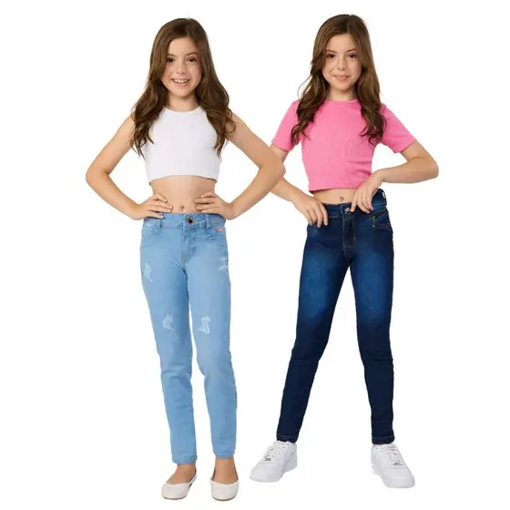 Kit com 2 Calça Jeans Infantil Juvenil para menina