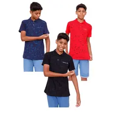 Kit 3 camisetas gola polo infantil juvenil masculina top do 10 ao 16