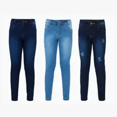 Kit 3 Calça Jeans Feminina Skin Ajustada Infantil Juvenil Menina Esporte Fino Casual 10 ao 16