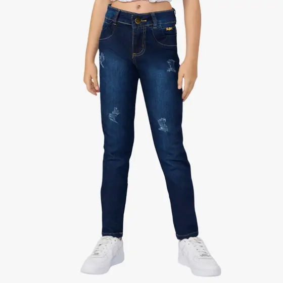 Calça jeans menina juvenil infantil feminino 10 ao 16 Moda com Elastano