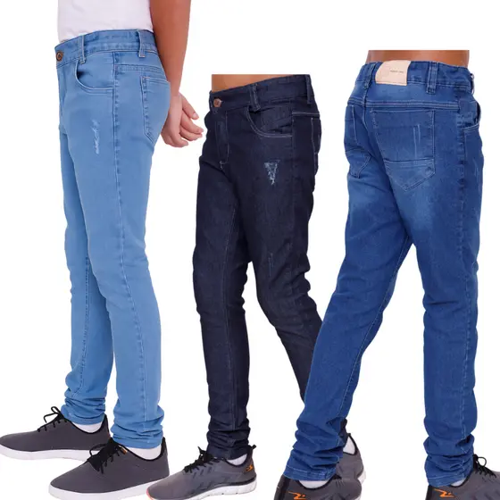 Pacote  3 Calça Jeans Masculina Menino Infantil Juvenil Tedencia