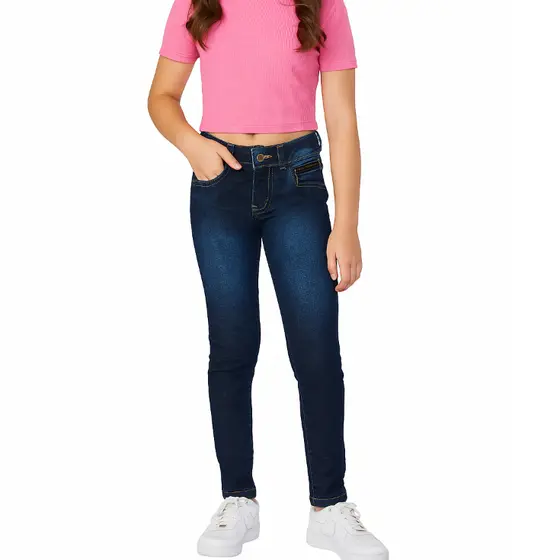 Calça Infantil Juvenil Feminina Jeans Skinny - Estiloso Moderno Conforto para Meninas 10 - 16 Anos