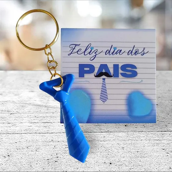 Chaveiro Dia dos Pais Gravata Acrilico Lembrancinha Criativa com Tag