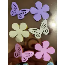 🎀 50 Borboletas + 50 Flores arredondadas Candy Color 5 cores para Decoração de Festa 🎉5 cores