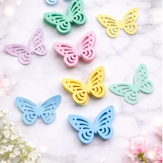 Kit 100 Borboletas para Decoração Festa Jardim Encantado Candy Color – Apliques para Painel, Parede e Lembrancinhas
