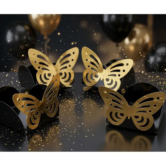 50 Forminhas para Doces Pretas com Borboletas Douradas | Decoração para Festa, Casamento e Aniversário