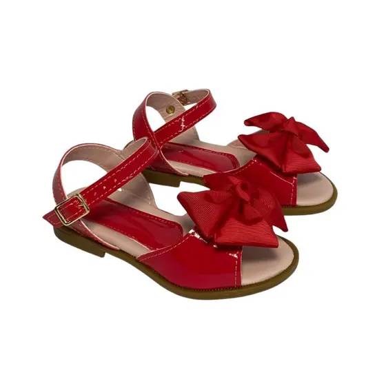 Sandalia Infantil Menina Juvenil Laço Gorgurao Vermelho 20 Ao 34