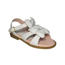 Sandalia Infantil Menina Juvenil Branco Fosco 3 Laços
