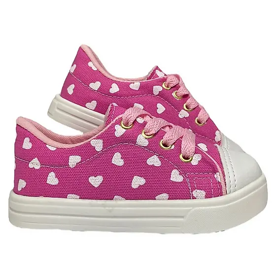 Tenis Infantil Menina Confortavel Coracao Pink 20 Ao 34