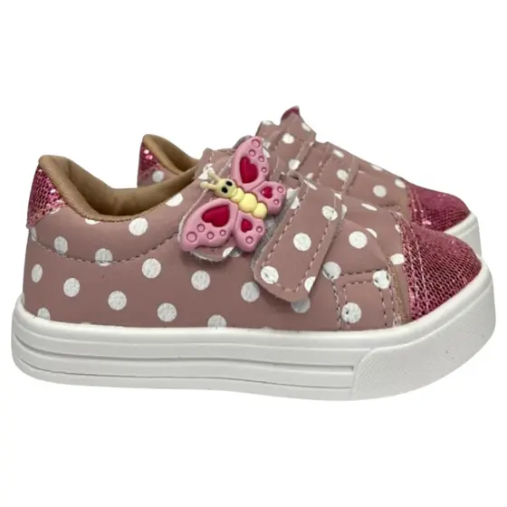 Tenis Infantil Menina Rose Borboleta Estilosa 20 Ao 34