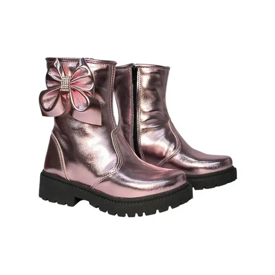 Bota Tratorada com ziper  Laço Infantil Menina 20 Ao 34